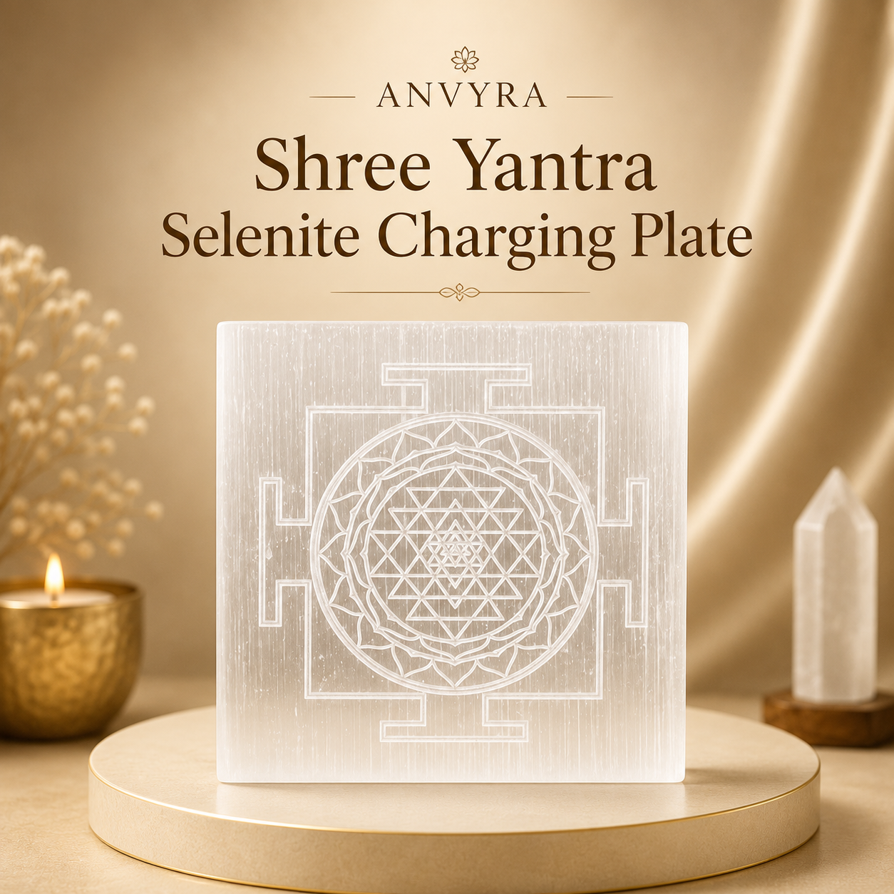 Shree Yantra Selenite Charging Plate