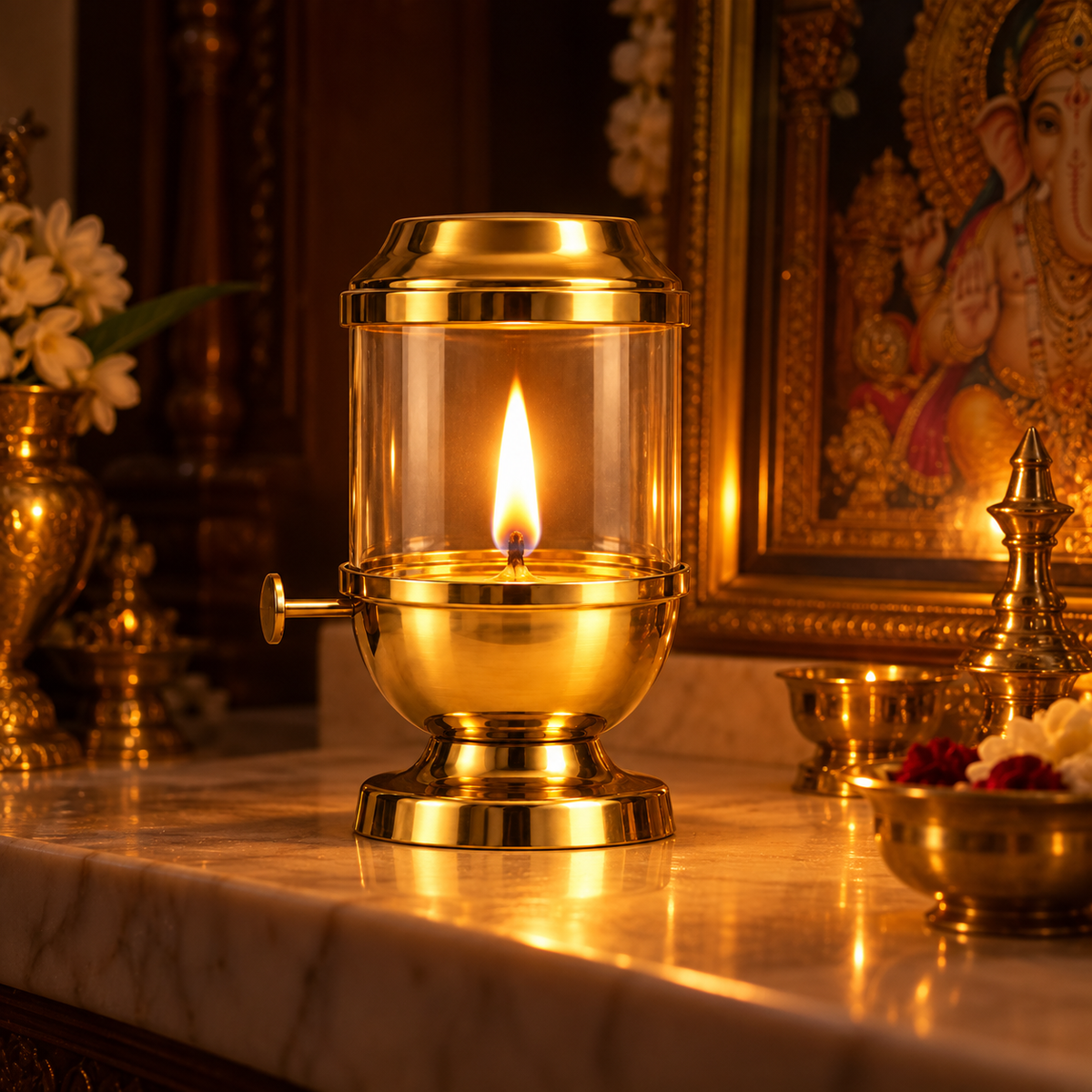 Akhand & Glass Diya