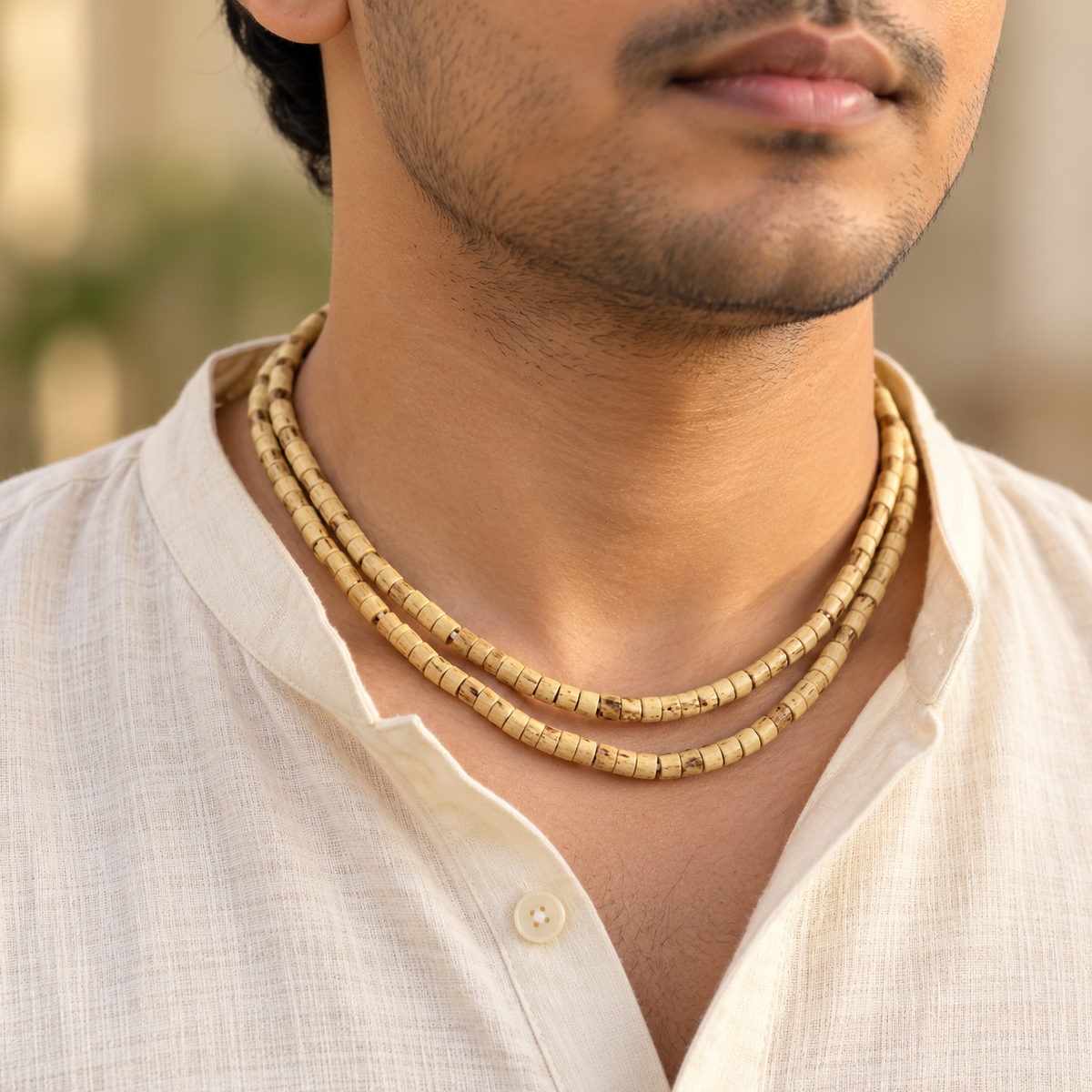Tulsi Mala — handmade from real holy basil wood