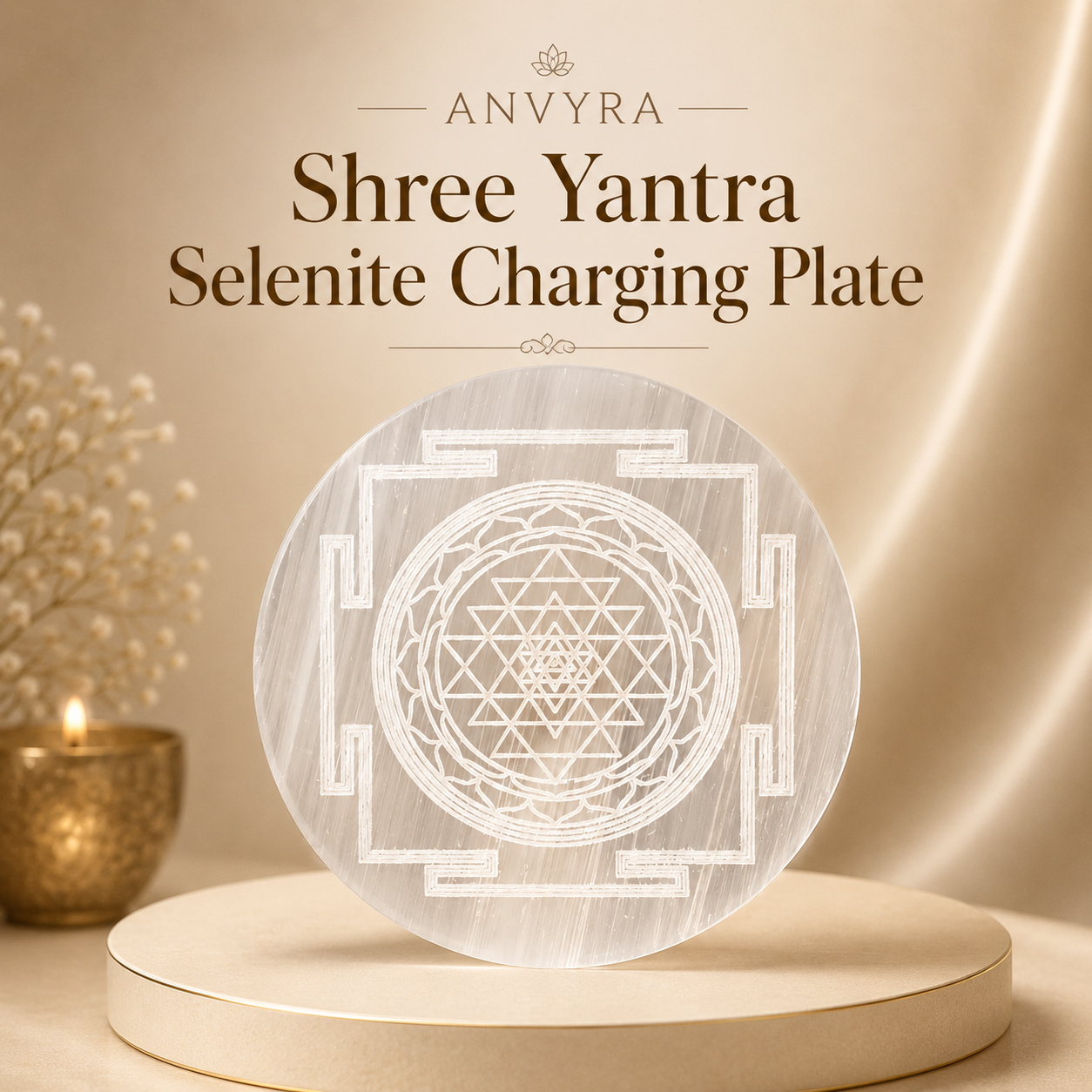 Shree Yantra Selenite Charging Plate